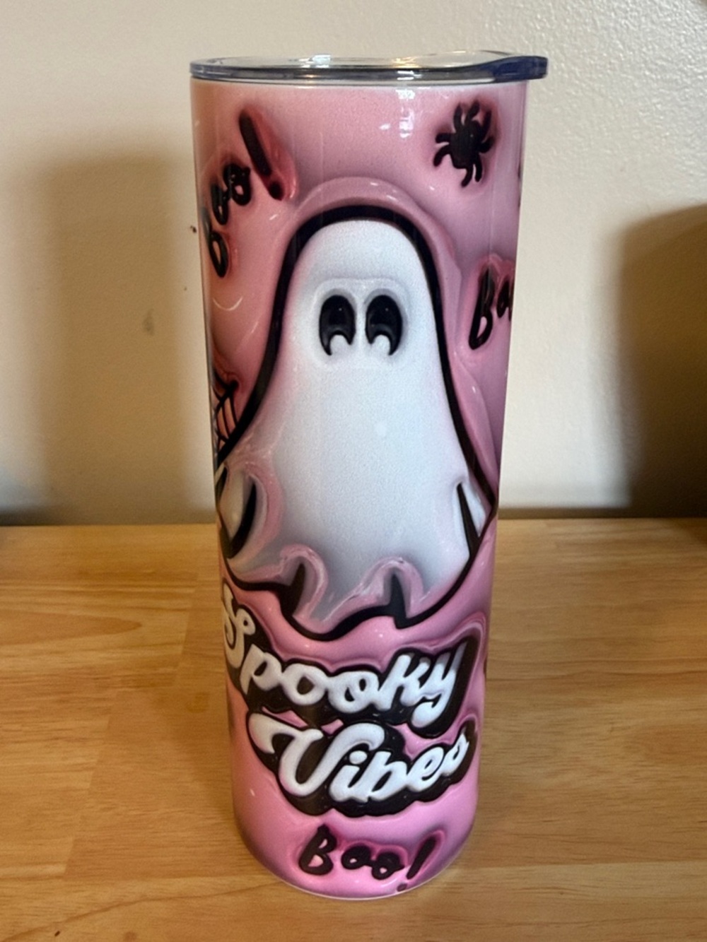 Spooky Vibes Pink Ghost Tumbler